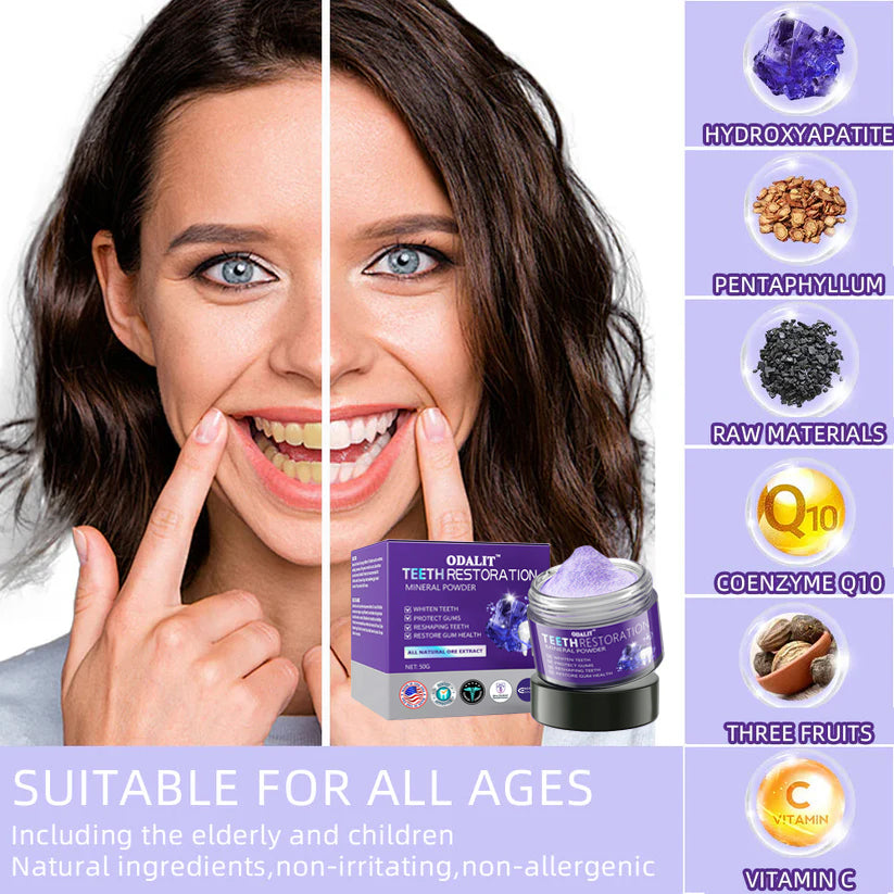 ODALIT™ TeethRestoration Mineral Powder🦷Obtain American Dental Association (ADA) Certification (Treats periodontitis and mouth ulcers, prevents tooth loss, and repairs gum recession)