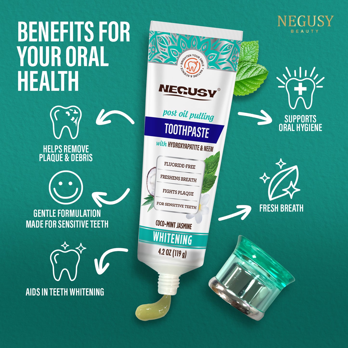 🔥FLUORIDE FREE, HYDROXYAPATITE, WHITENING TOOTHPASTE